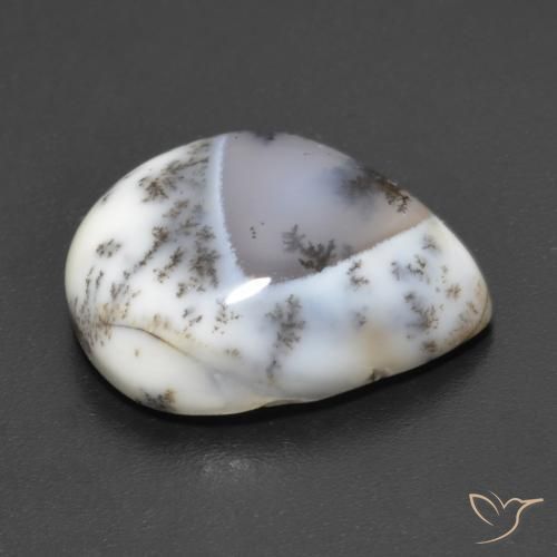 Ágata dendrítica Multicolor natural de 6.65 ct, En forma de pera, Translúcido