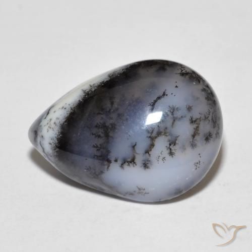 Ágata dendrítica Multicolor natural de 8.77 ct, En forma de pera, Translúcido