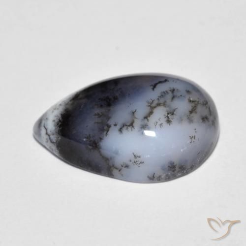 Ágata dendrítica Multicolor natural de 8.77 ct, En forma de pera, Translúcido