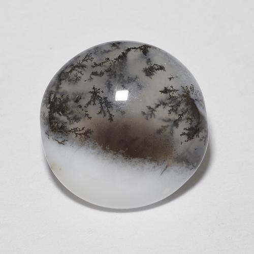 Ágata dendrítica blanco natural de 4,65 ct, corte redondo, translúcido