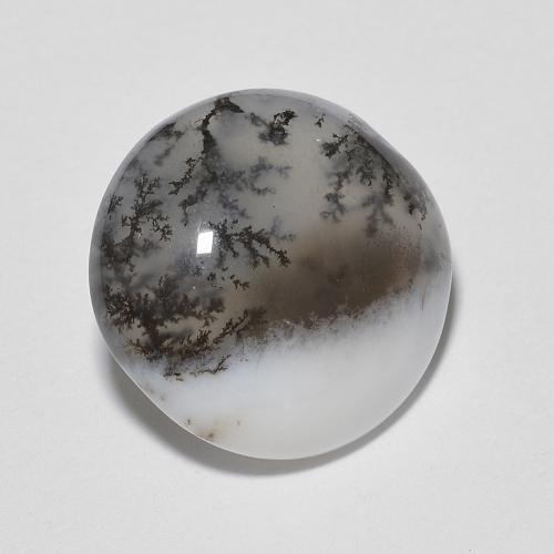 Ágata dendrítica blanco natural de 4,65 ct, corte redondo, translúcido