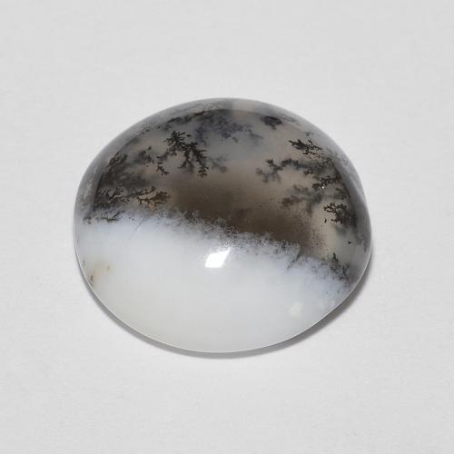 Ágata dendrítica blanco natural de 4,65 ct, corte redondo, translúcido