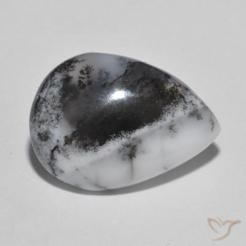 Ágata dendrítica Multicolor natural de 8.67 ct, En forma de pera, Translúcido