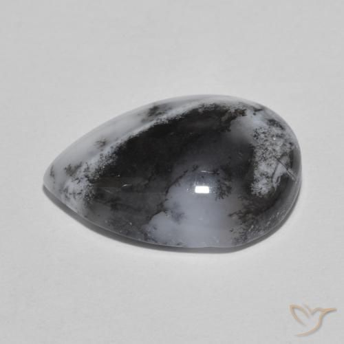 Ágata dendrítica Multicolor natural de 8.67 ct, En forma de pera, Translúcido