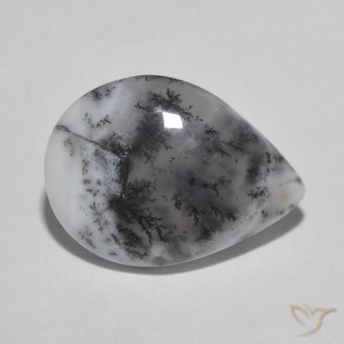 Ágata dendrítica Multicolor natural de 6.12 ct, En forma de pera, Translúcido
