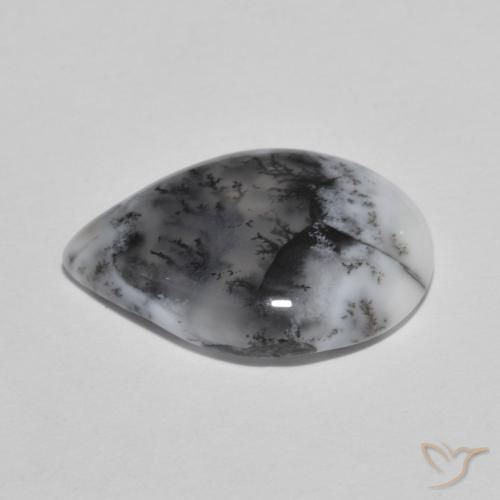 Ágata dendrítica Multicolor natural de 6.12 ct, En forma de pera, Translúcido
