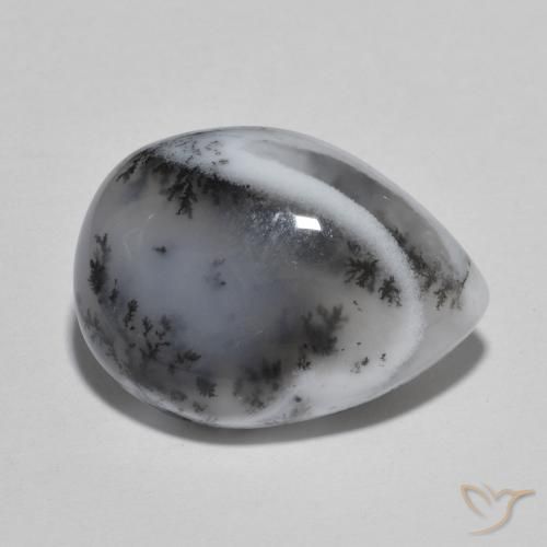 Ágata dendrítica Multicolor natural de 9.59 ct, En forma de pera, Translúcido