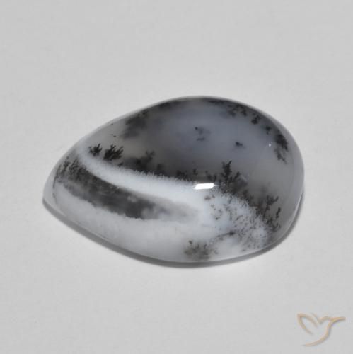 Ágata dendrítica Multicolor natural de 9.59 ct, En forma de pera, Translúcido