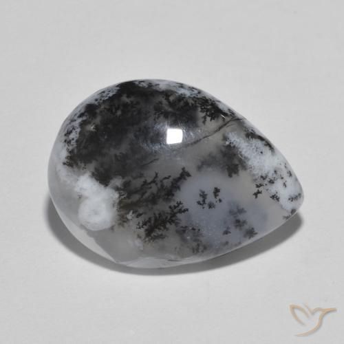 Ágata dendrítica Multicolor natural de 8.04 ct, En forma de pera, Translúcido