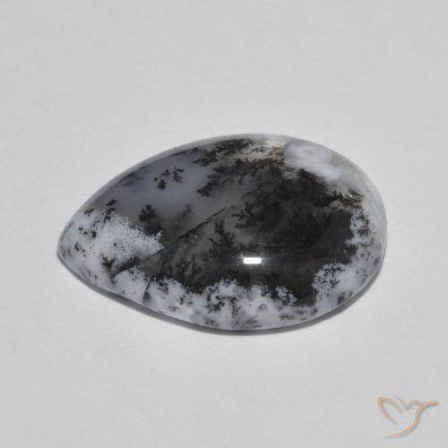 Ágata dendrítica Multicolor natural de 8.04 ct, En forma de pera, Translúcido