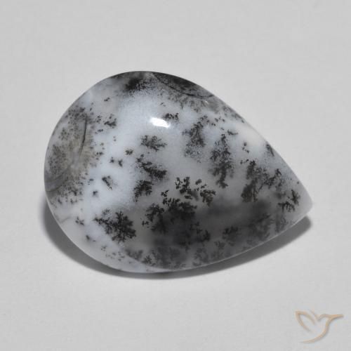 Ágata dendrítica Multicolor natural de 6.81 ct, En forma de pera, Opaco