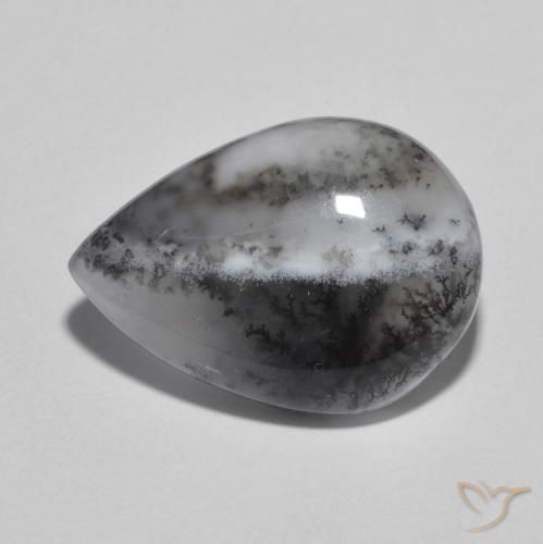 Ágata dendrítica Multicolor natural de 8.49 ct, En forma de pera, Translúcido