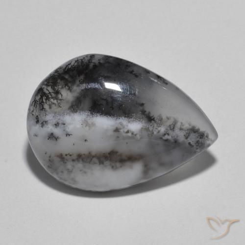 Ágata dendrítica Multicolor natural de 8.49 ct, En forma de pera, Translúcido