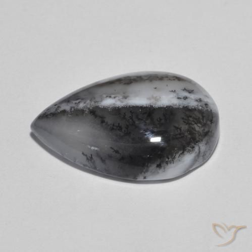 Ágata dendrítica Multicolor natural de 8.49 ct, En forma de pera, Translúcido