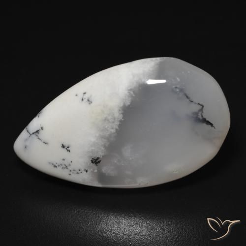 11.48ct Natural Blanco con negro Ágata dendrítica, En forma de pera, Translúcido