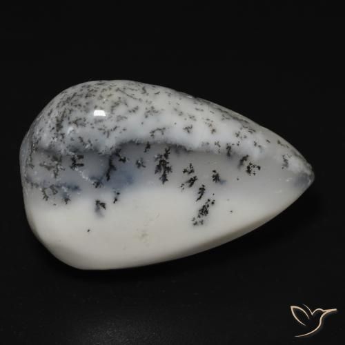 13.25ct Natural Blanco con negro Ágata dendrítica, En forma de pera, Opaco