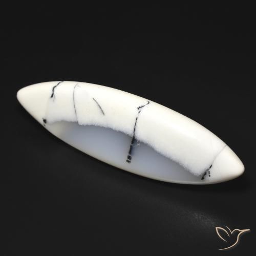 19.93ct Natural Blanco con negro Ágata dendrítica, Marquesa, Translúcido