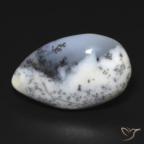 11.24ct Natural Blanco con negro Ágata dendrítica, En forma de pera, Opaco