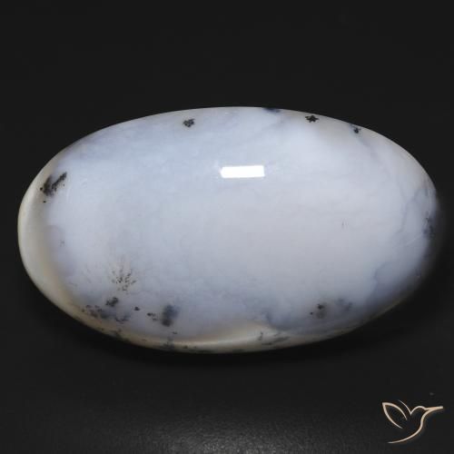 28.10ct Natural Blanco con negro Ágata dendrítica, Ovalada, Opaco