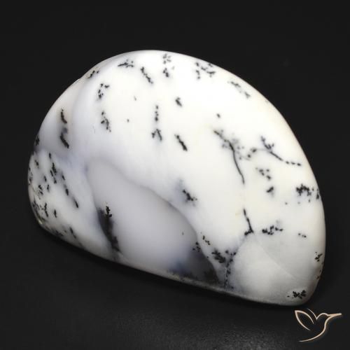 Ágata dendrítica Blanco con negro natural de 32.69 ct, Elegante, Opaco