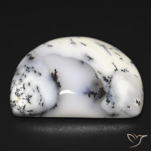 Ágata dendrítica Blanco con negro natural de 32.69 ct, Elegante, Opaco