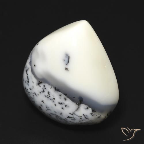 Ágata dendrítica Blanco con negro natural de 12.67 ct, En forma de pera, Opaco