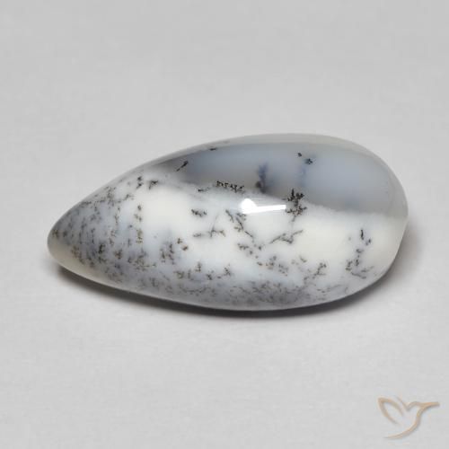 8.35ct Natural Blanco con negro Ágata dendrítica, En forma de pera, Opaco