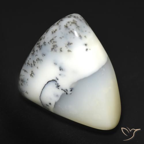 Ágata dendrítica Blanco con negro natural de 12.51 ct, Trillón, Translúcido
