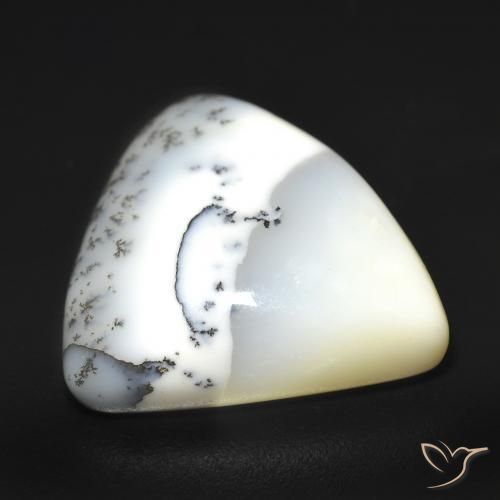 Ágata dendrítica Blanco con negro natural de 12.51 ct, Trillón, Translúcido