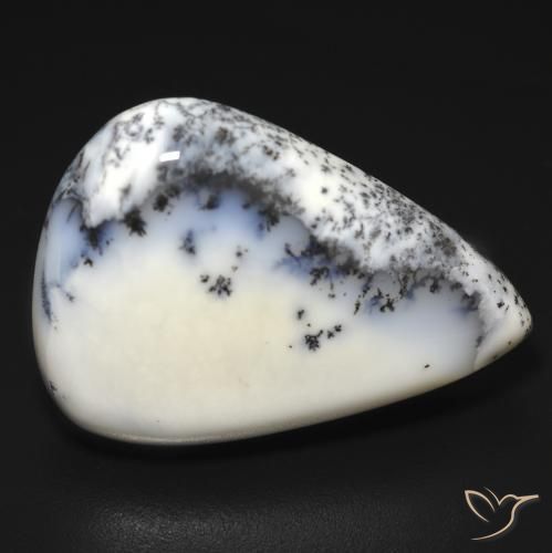 19.68ct Natural Blanco con negro Ágata dendrítica, En forma de pera, Opaco