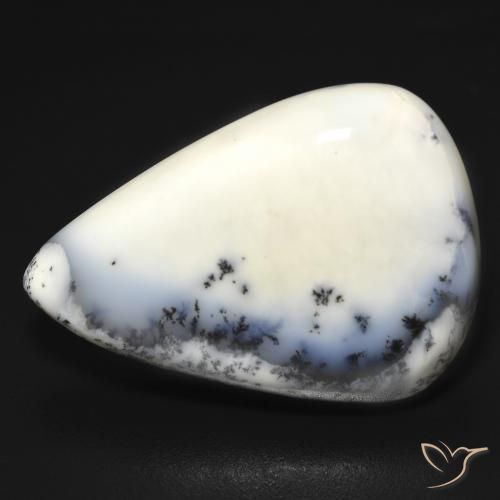 Ágata dendrítica Blanco con negro natural de 19.68 ct, En forma de pera, Opaco