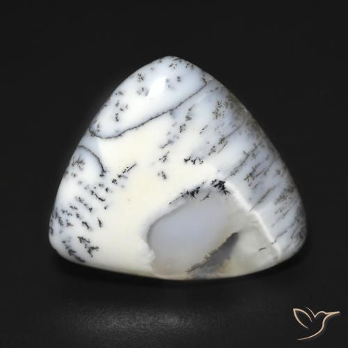 9.21ct Natural Blanco con negro Ágata dendrítica, Trillón, Opaco