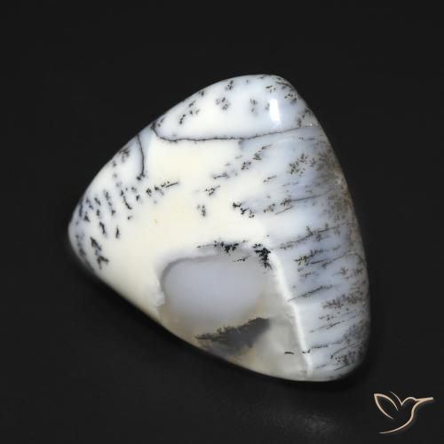 Ágata dendrítica Blanco con negro natural de 9.21 ct, Trillón, Opaco