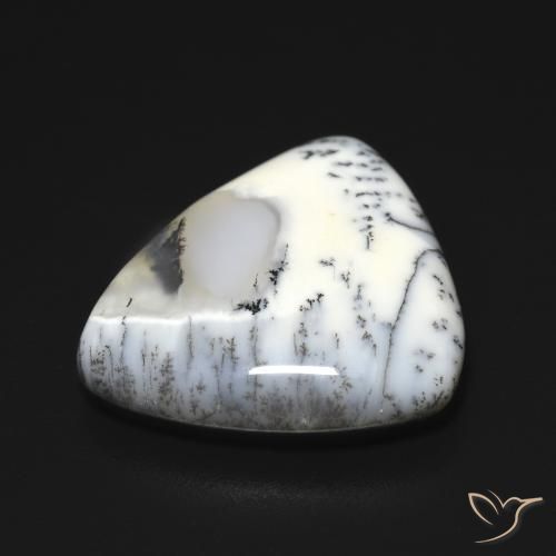 Ágata dendrítica Blanco con negro natural de 9.21 ct, Trillón, Opaco