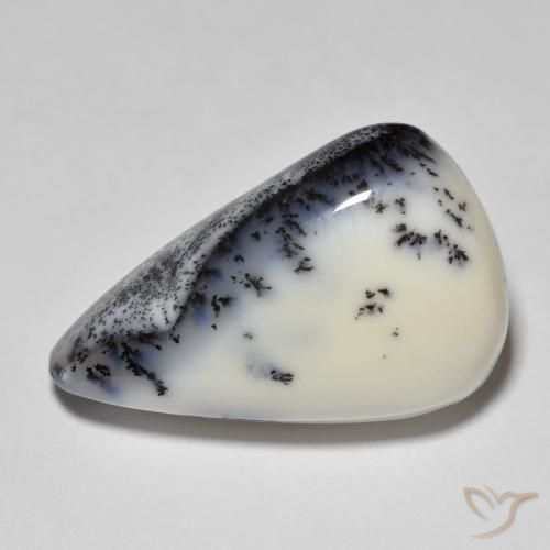 12.30ct Natural Blanco con negro Ágata dendrítica, En forma de pera, Opaco