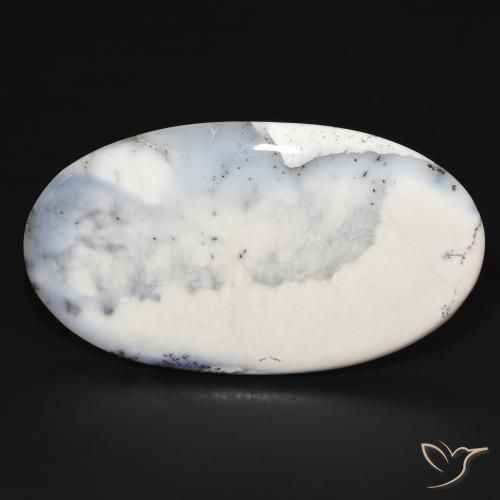 109.22ct Natural Blanco con negro Ágata dendrítica, Ovalada, Opaco