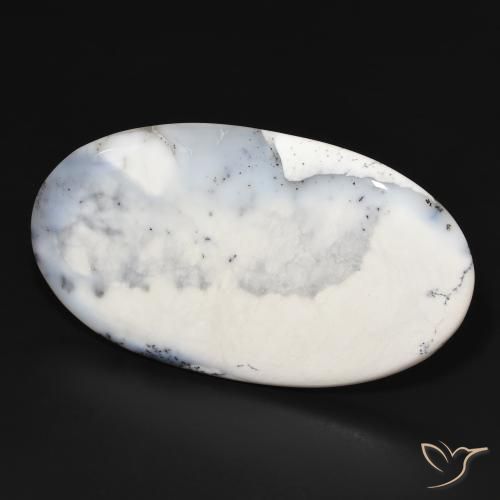 Ágata dendrítica Blanco con negro natural de 109.22 ct, Ovalada, Opaco