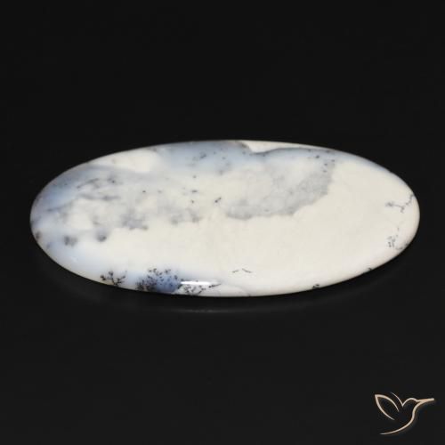 Ágata dendrítica Blanco con negro natural de 109.22 ct, Ovalada, Opaco