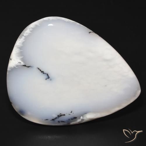 Ágata dendrítica Blanco con negro natural de 60.01 ct, En forma de pera, Opaco