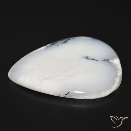 Ágata dendrítica Blanco con negro natural de 60.01 ct, En forma de pera, Opaco