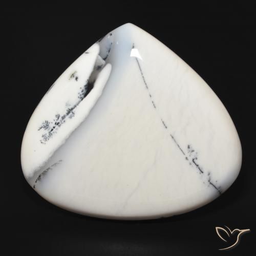 69.43ct Natural Blanco con negro Ágata dendrítica, En forma de pera, Opaco