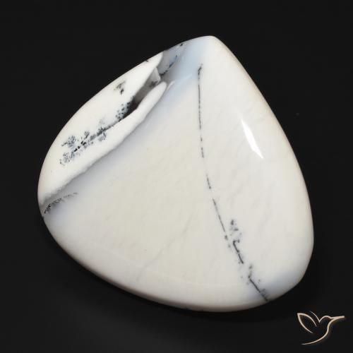 Ágata dendrítica Blanco con negro natural de 69.43 ct, En forma de pera, Opaco