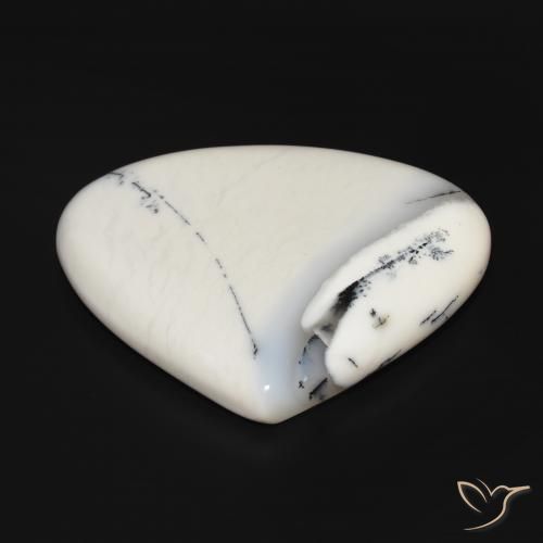 Ágata dendrítica Blanco con negro natural de 69.43 ct, En forma de pera, Opaco