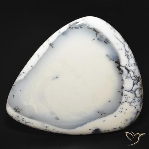 210.16ct Natural Blanco con negro Ágata dendrítica, En forma de pera, Opaco