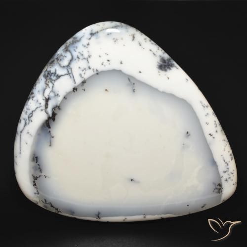 Ágata dendrítica Blanco con negro natural de 210.16 ct, En forma de pera, Opaco
