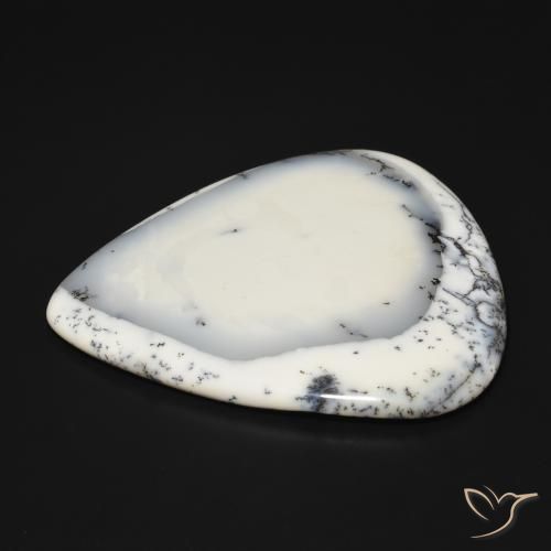 Ágata dendrítica Blanco con negro natural de 210.16 ct, En forma de pera, Opaco