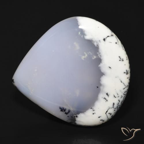 62.65ct Natural Blanco con negro Ágata dendrítica, En forma de pera, Translúcido