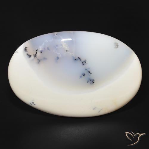 144.19ct Natural Blanco con negro Ágata dendrítica, Ovalada, Opaco