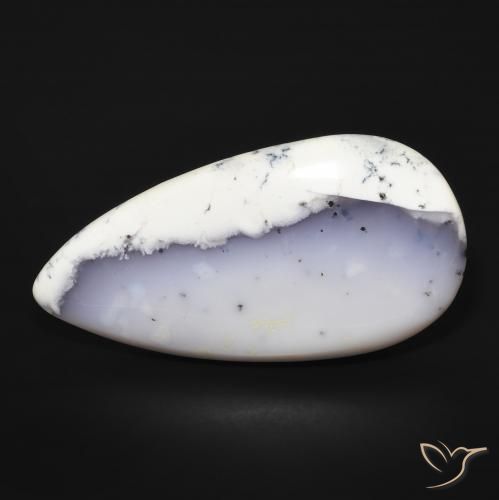 43.66ct Natural Blanco con negro Ágata dendrítica, En forma de pera, Opaco