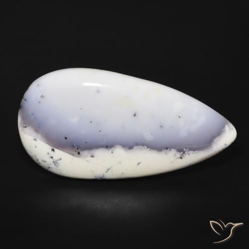 Ágata dendrítica Blanco con negro natural de 43.66 ct, En forma de pera, Opaco